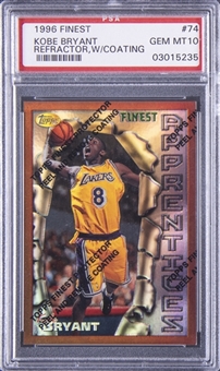 1996-97 Topps Finest Refractor W/Coating #74 Kobe Bryant Rookie Card - PSA GEM MT 10